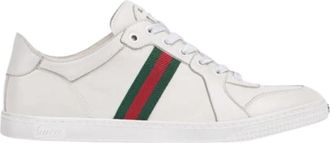 Gucci Stretch Low-Top Sneaker - Dames - Sneakers - Wit - 38 EU - Leer - Schoenen