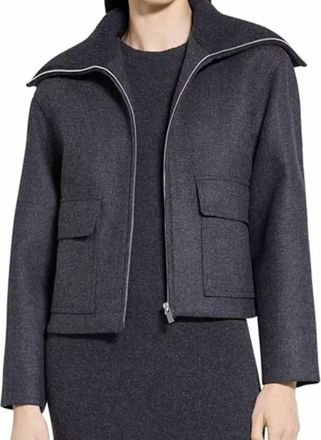 Theory Cozy Collar Jacket In Gray