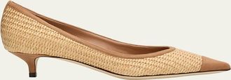 Jimmy Choo London 35mm Amelia Raffia and Suede Pointed-Toe Pumps
