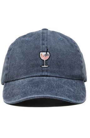 Dalix Spritz Embroidered Everyday Hat in Washed Navy Blue at Nordstrom