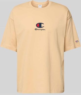 Champion T-Shirt mit Label-Stitching in Beige, Gr&ouml;&szlig;e XXL