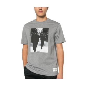 Emporio Armani Jersey T-shirt met fotografische print en Icon-borduurwerk - Heren - T-shirts - Grijs - L - Tops