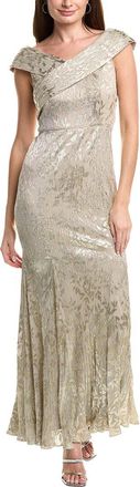 Adrianna Papell Foil Leaf Mermaid Gown