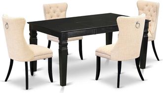 East West Furniture 5 Piece Dining Set Consists of a Rectangle Wooden Table with Butterfly Leaf