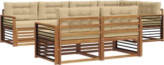 vidaXL Conjunto De Sof&aacute;s De Exterior 7 Uds. Natural Y Beige Vidaxl
