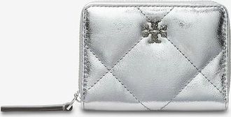 Tory Burch Gesteppte Brieftasche aus Metallic-Leder Kira Diamond Quilt Small