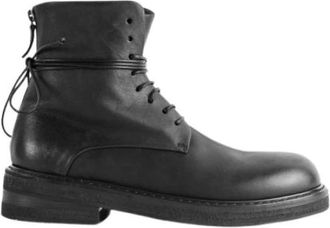 Mars&egrave;ll Zwarte Veterschoenen Met Rits Achteraan - Dames - Veterlaarzen - Zwart - 39 EU - Leer - Schoenen