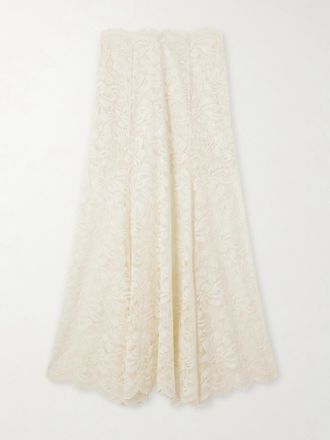 Paco Rabanne Gonna Maxi In Pizzo Smerlato - Avorio