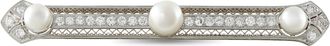 Luxury Bazaar Antique Platinum 1.0ct Diamond and Pearl Brooch MF19-082526