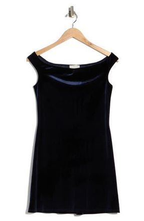 Reformation Lia Off the Shoulder Velour Minidress in Navy at Nordstrom Rack, Size X-Small