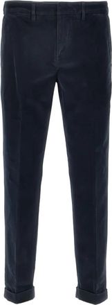 Fay Groene Stretch-Katoenen Broek - Heren - Slim Fit Broeken - Blauw - W32 - Katoen - Broeken