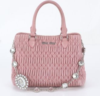 Miu Miu Pink Leather Handbag Shoulder Bag Tote Bag (Pre-Owned)