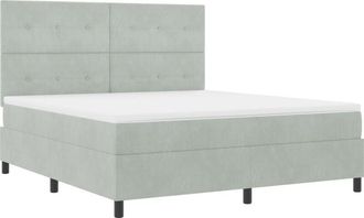 vidaXL Box Spring Bed with Mattress Light Grey 180 x 200 cm Velvet vidaXL