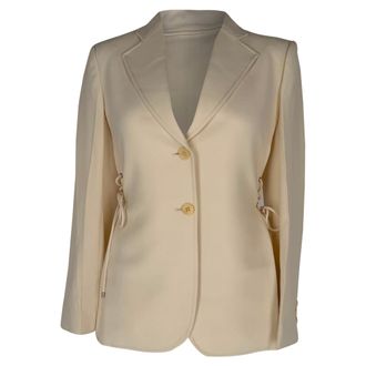Theory Side-Tie Single-Breasted Blazer in Cream Triacetate