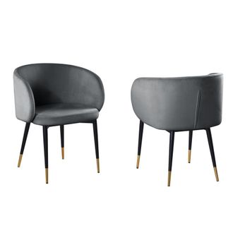 Best Master Furniture Hemingway Velvet Upholstered Side Chair in Gray Velvet