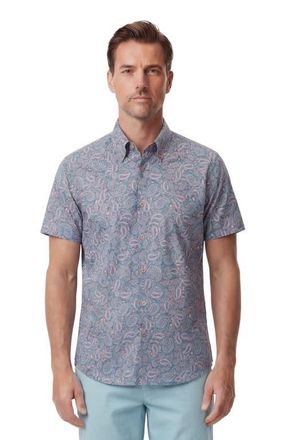 Lords of Harlech Paisley Pile Mens Printed Button Up Shirt in Paisley Pile Coral at Nordstrom, Size Xx-Large