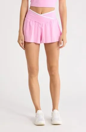 Yogalicious Woven Colby Crossover Shorts in Pink Peony at Nordstrom Rack, Size X-Large
