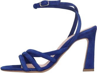 Anna F. 3715 Sandal - Dames - Sandalen met hakken - Blauw - 39 EU - Leer - Schoenen