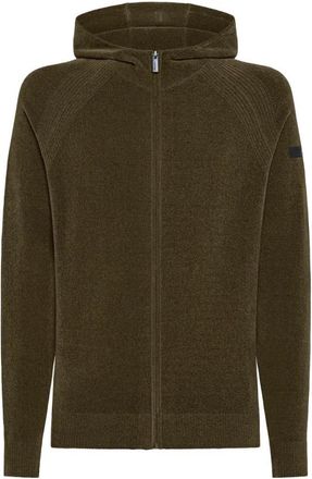Roberto Ricci Design Velvet Hood Zip Knit - Heren - Vesten met rits - Groen - M - Hoodies & sweatvesten