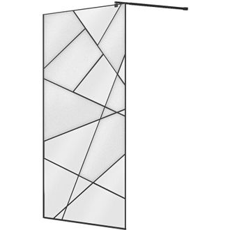 Vente-Unique Parete da doccia walk-in serigrafata 120 x 200 cm Nero opaco - TRISEO