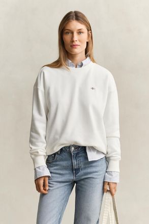 GANT Women Shield Crew Neck Sweatshirt (XXL) EGGSHELL