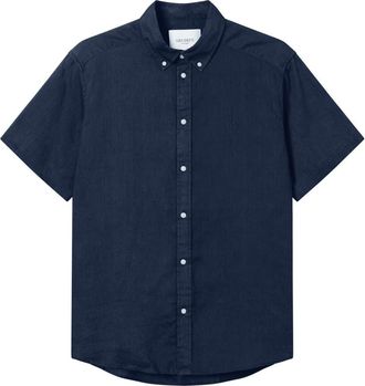 Les Deux Kris Linen Short Sleeve Shirt in Dark Navy at Nordstrom Rack, Size Xx-Large