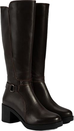 Desa Woman High Heeled Boots - Leather Upper, Slip-On, 6.5 cm Block Heel, Breathable | Brown - 36