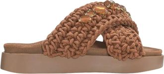 INUIKII Woven Stones Sandalen - Dames - Sandalen - Bruin - 38 EU - Katoen - Schoenen