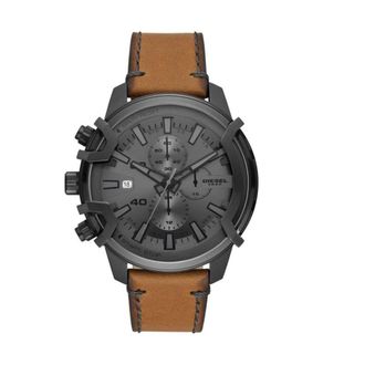 Diesel Accessoires, Heren, Grijs, ONE Size, Leer, Quartz Chronograph Horloge