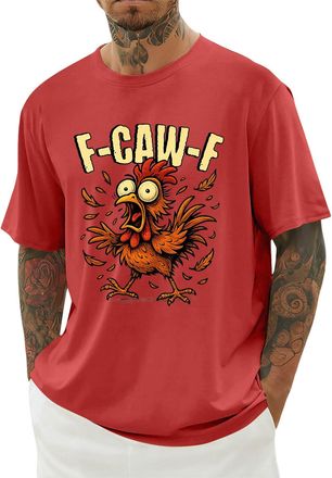 Generic F-Caw-F Funny Chicken Scream T-Shirt, f caw f t shirt Casual Lightweight Tee, f-caw-f tshirt Classic Fit for Men and Women, Quirky Rooster Design, f c