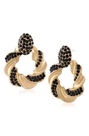 Jardin Pav&eacute; Crystal Twist Stud Earrings in Black/Gold at Nordstrom Rack