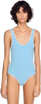 Sandro Knit bodysuit in Sky Blue at Nordstrom, Size X-Large