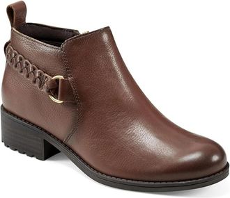 Easy Spirit Roslyn Boots Womens Brown Leather Block Heel Bootie LION267