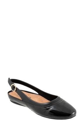 Softwalk Sheffield Slingback Flat in Black Patent at Nordstrom, Size 10.5