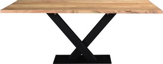 Miliboo Mesa De Comedor Industrial Rectangular De Madera De Acacia Maciza Y Metal Negro 200 Cm Valley