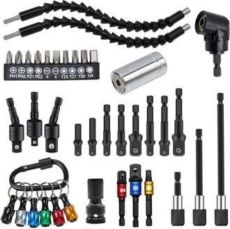 OEM Extensi&oacute;n De Broca Flexible De 38 Piezas, Portabrocas De &Aacute;ngulo Recto De 105&deg;, Adaptador De Vaso Hexagonal, Extensi&oacute;n De Broca Flexible, Kit De Destor