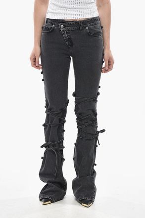 Alexander McQueen Stone-Wash Bootcut Jeans With Lace-Up Design 22cm Alexander McQueen