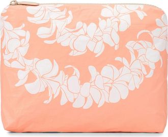 Aloha Collection Small Plumeria Lei Water Resistant Zip Pouch in Peachy at Nordstrom