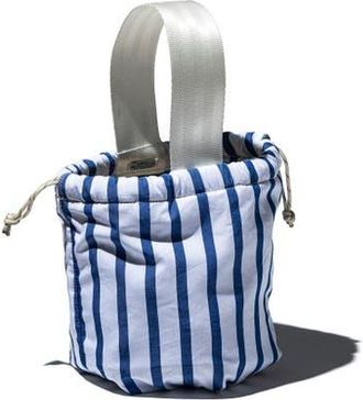 Puebco Shirt Fabric Drawstring Bag in White Stripe at Nordstrom