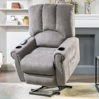 Matteo Electric Lift Grey Senior Recliner - Heated Massage, Stand Assist