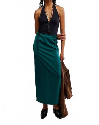 Free People Womens Rosetto Column Skirt In Seamoss