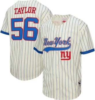 Mitchell & Ness Mens Mitchell & Ness Lawrence Taylor Cream New York Giants Name & Number Mesh Button-Up Baseball Jersey at Nordstrom, Size Xxx-Large