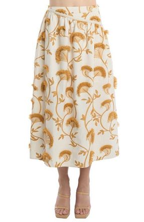 Ciebon Wonda Fringe Midi Skirt in White Multi at Nordstrom, Size Small