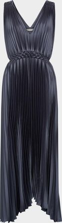 Vince Pleated Hand-Smocked Midi Dress