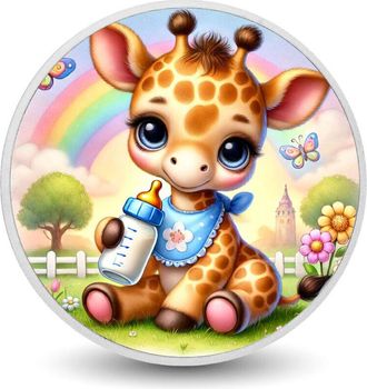 OEM Moneda De Plata De 1 Oz Con Jirafa De Rainbow Meadow