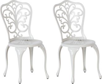 Beliani Beliani - Set of 2 Garden Outdoor Vintage Dining Chairs Off-White Aluminium Bistro Triora