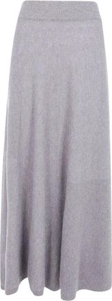 Emporio Armani Fijngebreide Midi Rok - Dames - Midirokken - Grijs - S - Wol - Rokken