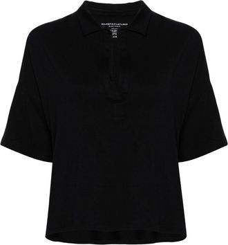 Majestic Filatures split-neck jersey polo top - women - Viscose/Elastane - 4 - Blue