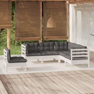 vidaXL Vidaxl - Muebles De Jard&iacute;n 5 Pzas Con Cojines Blanco Madera De Pino