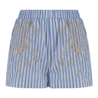 Elisabetta Franchi Dames, Korte broeken, Blauw, Maat: XS Katoen